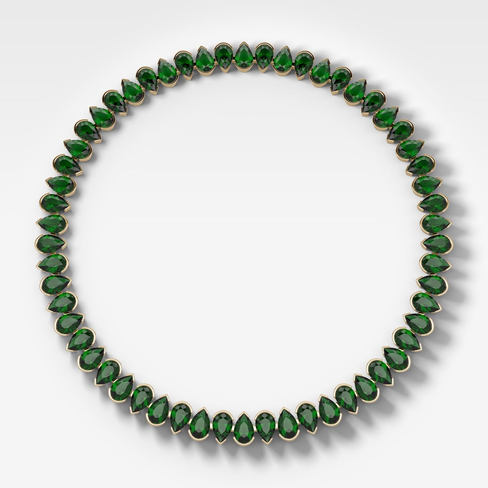 Half Bezel Pear Emerald Diamond Choker Necklace - GOODSTONE