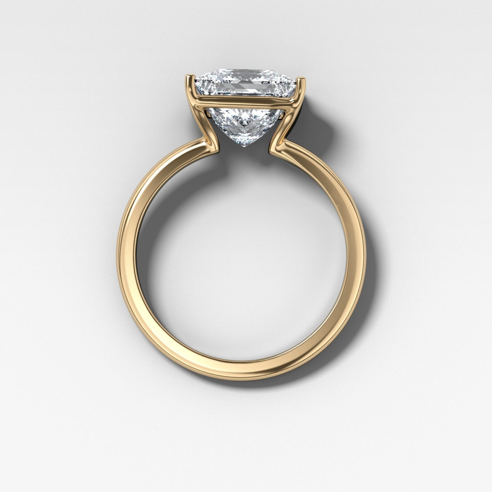 Half Bezel Solitaire Engagement Ring With Princess Cut Diamond - GOODSTONE