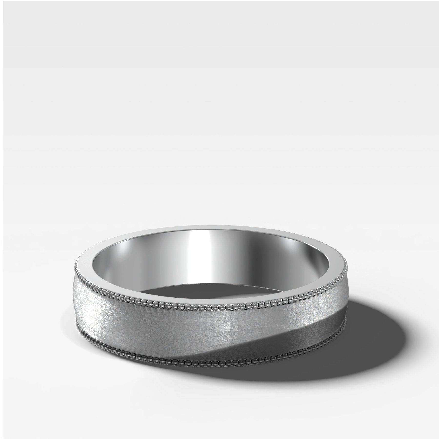 Harper Milgrain Matte Wedding Band 5mm - GOODSTONE