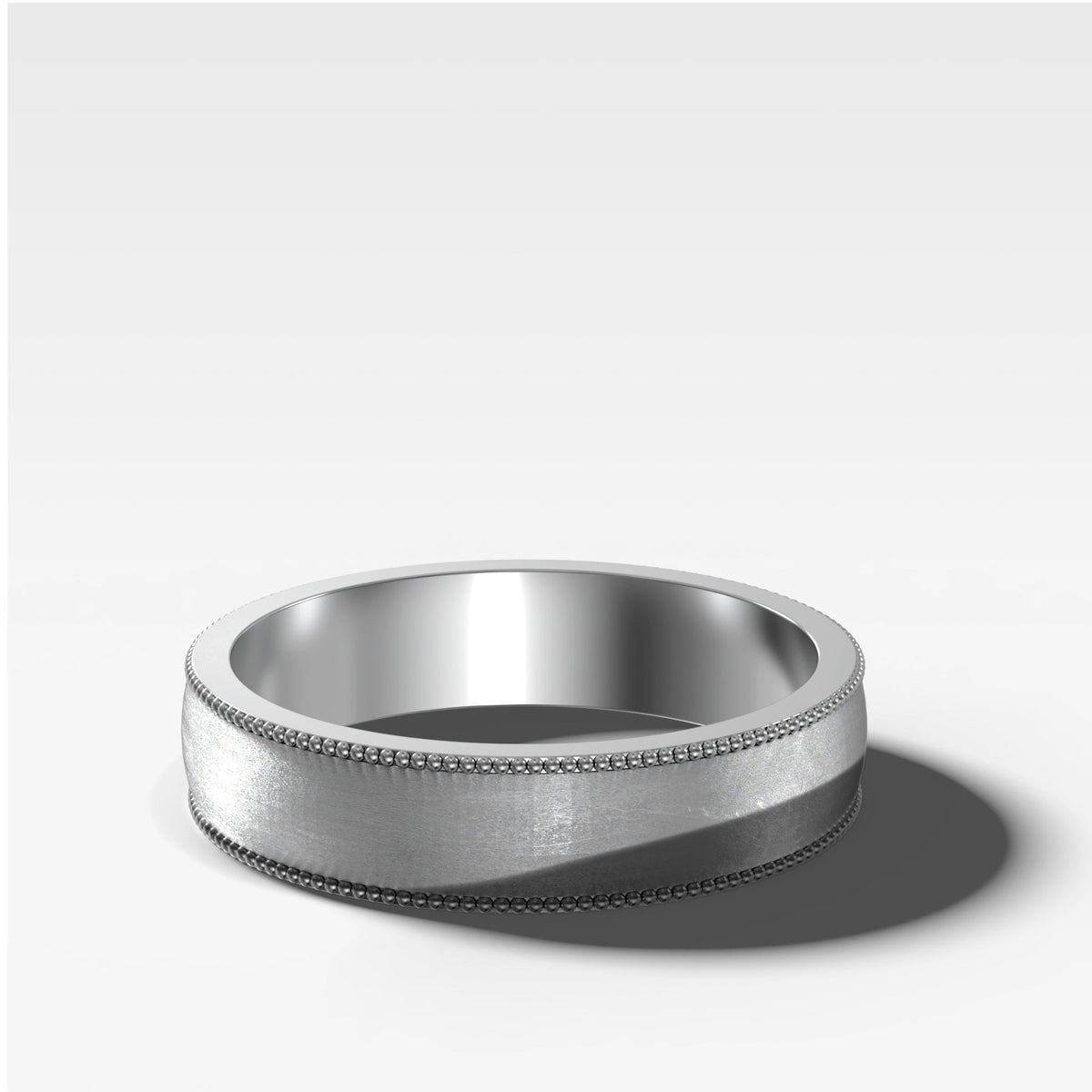 Harper Milgrain Matte Wedding Band 5mm - GOODSTONE