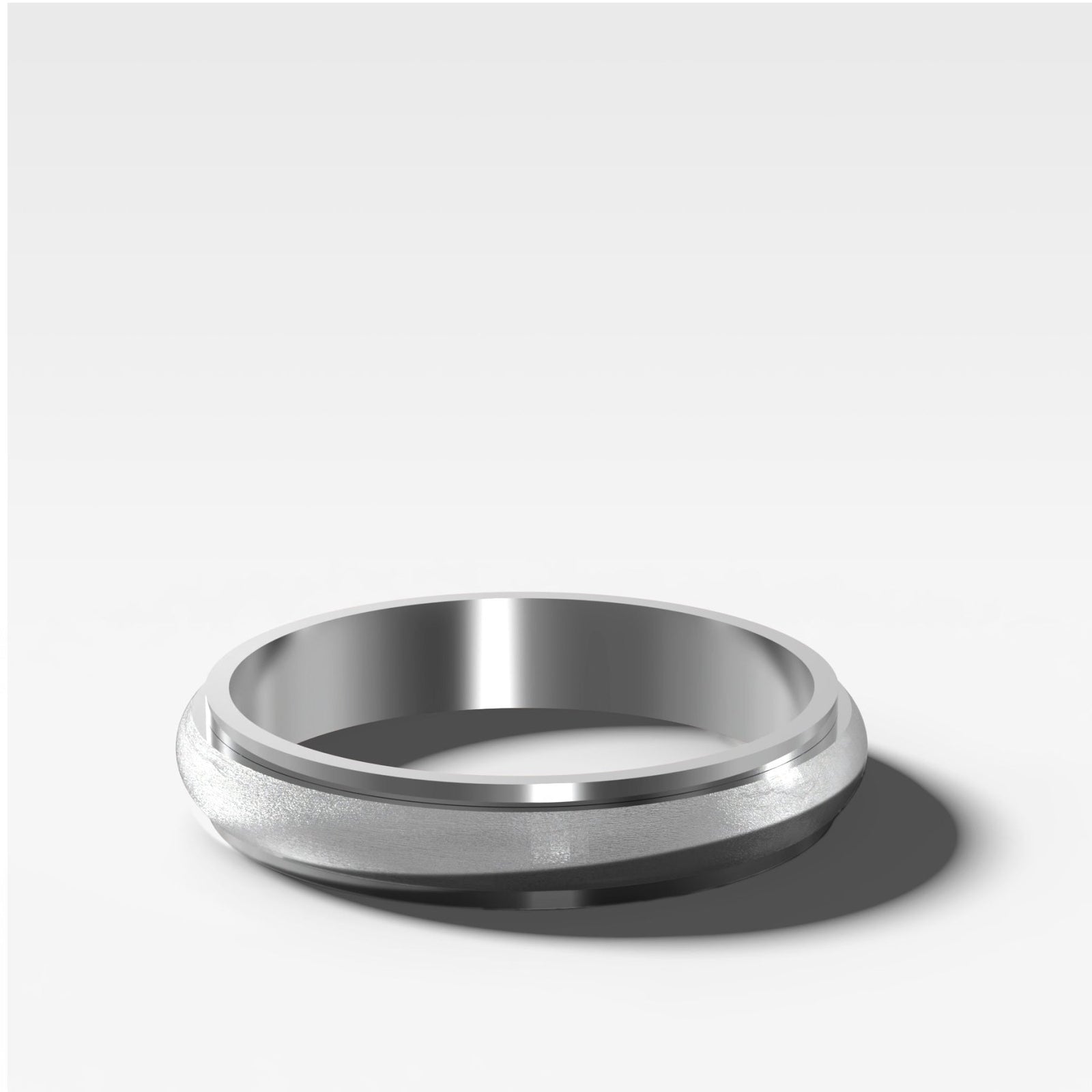 Harper Stepped Edge Matte Wedding Band 4mm - GOODSTONE