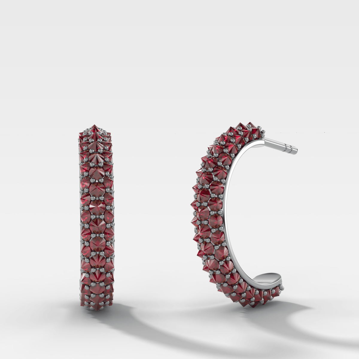 Inverted Pavé Ruby Knife Edge Huggies - GOODSTONE – White Gold / Platinum