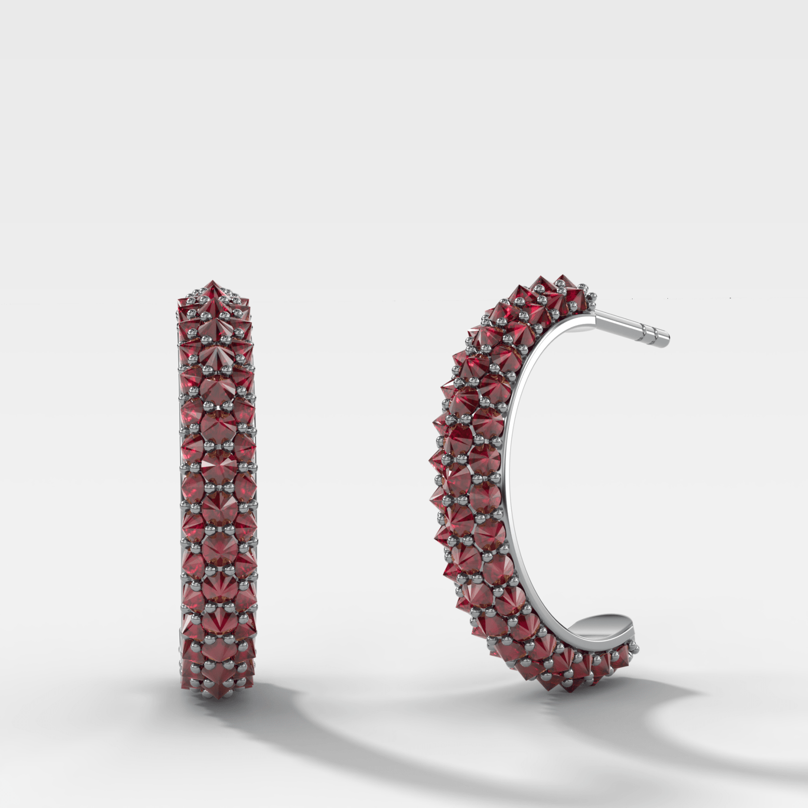Inverted Pavé Ruby Knife Edge Huggies - GOODSTONE