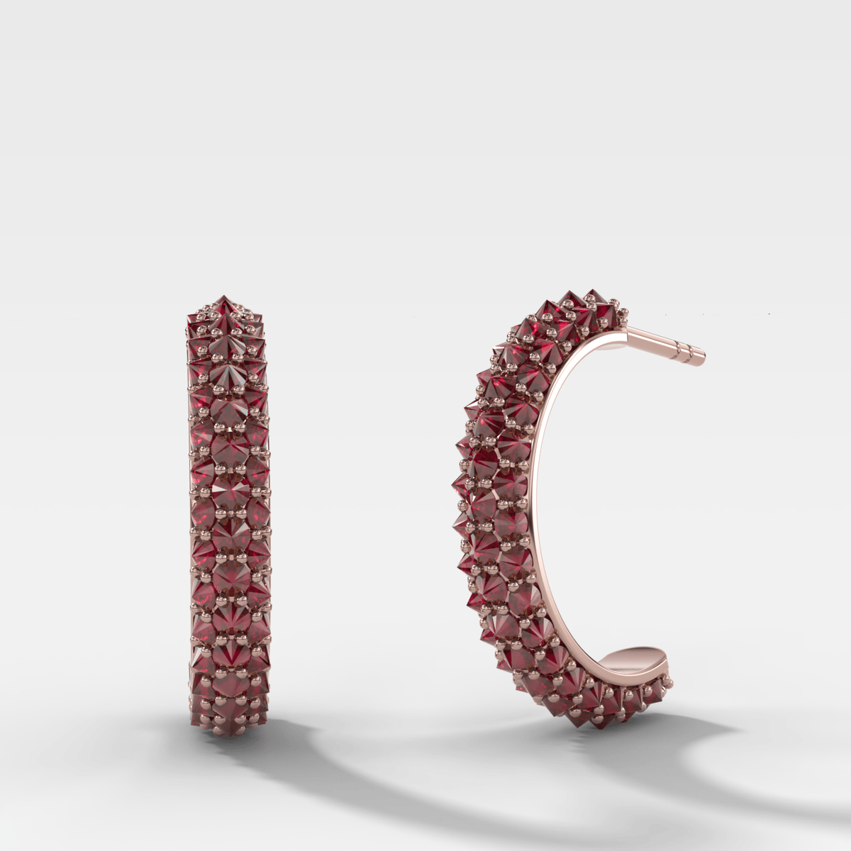 Inverted Pavé Ruby Knife Edge Huggies - GOODSTONE – Rose Gold