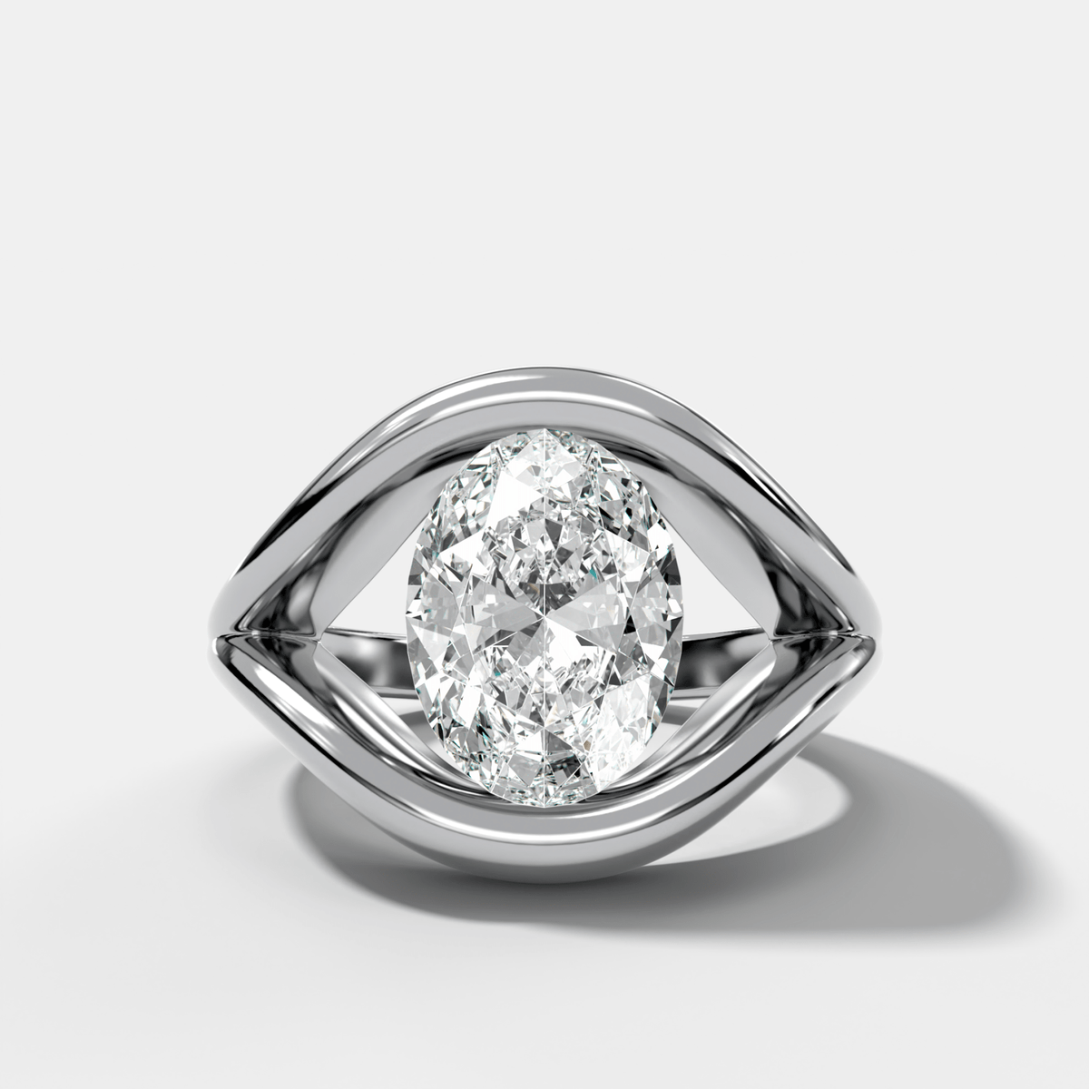 Iris Engagement Ring With a North South Oval Cut Diamond - GOODSTONE