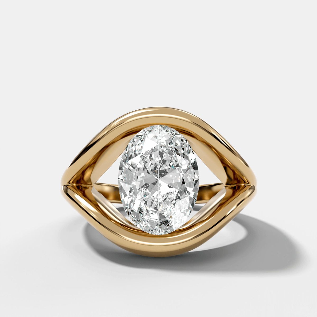 Iris Engagement Ring With a North South Oval Cut Diamond - GOODSTONE