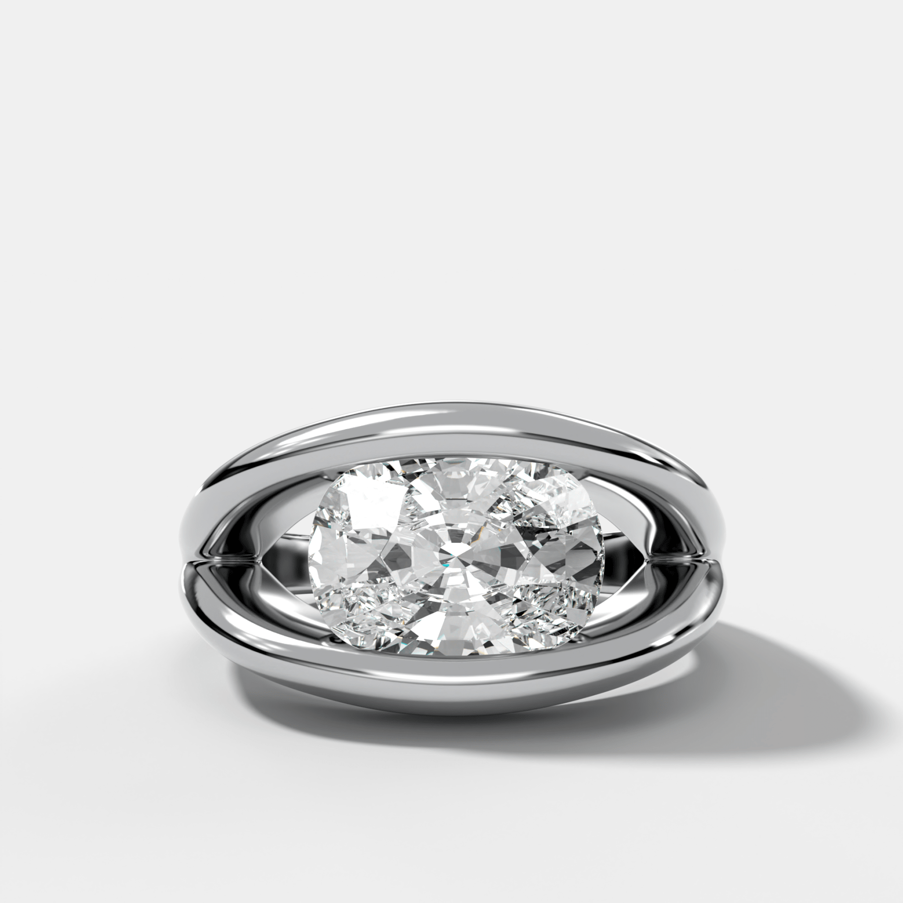 Iris Engagement Ring With an East West Elongated Cushion Cut Diamond - GOODSTONE