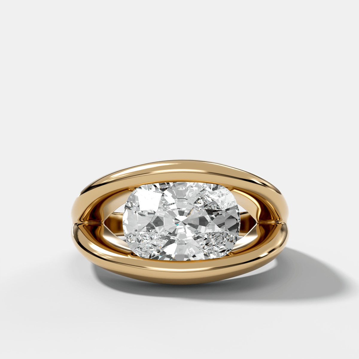 Iris Engagement Ring With an East West Elongated Cushion Cut Diamond - GOODSTONE
