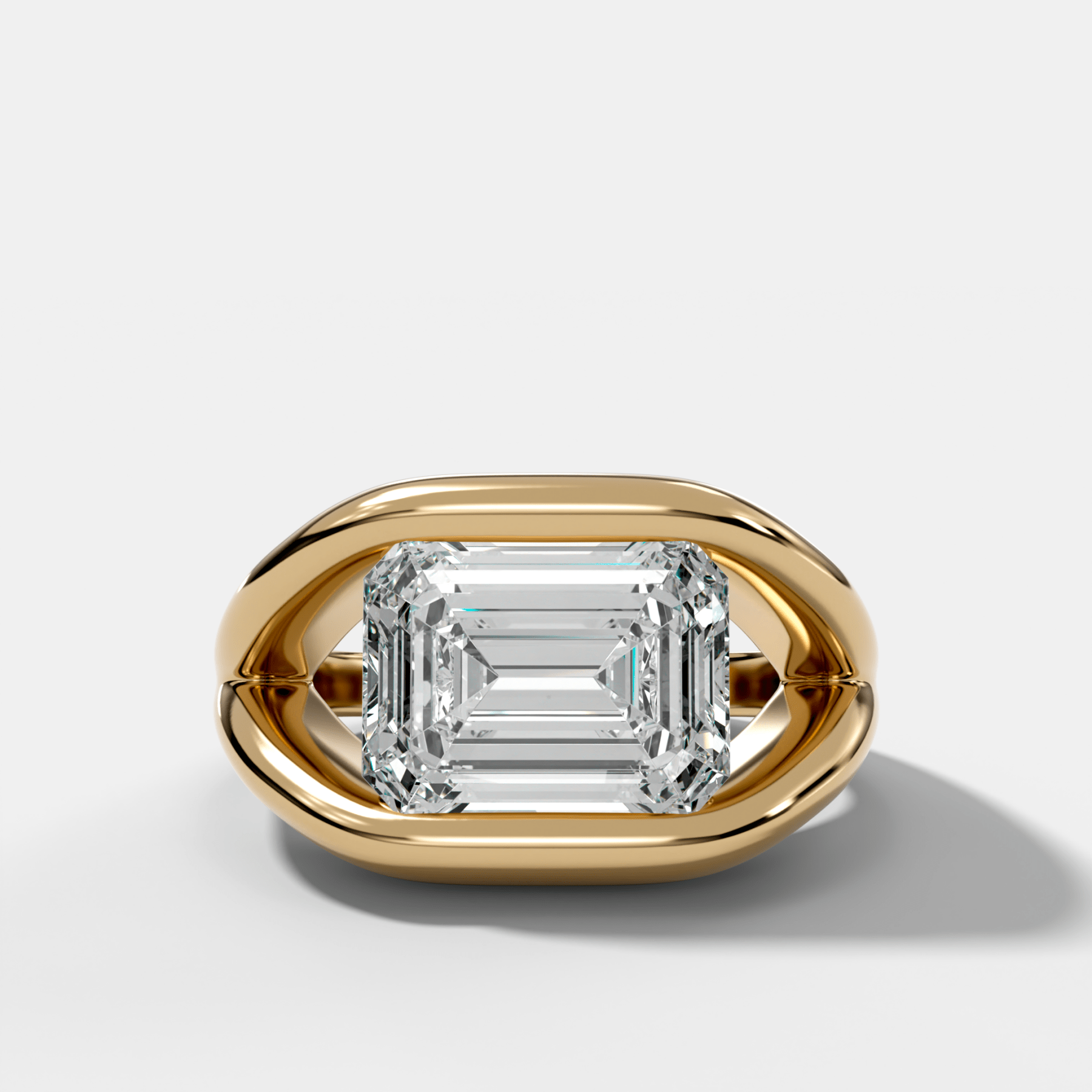 Iris Engagement Ring With East West Emerald Cut Diamond - GOODSTONE