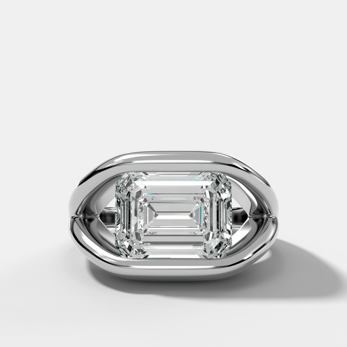 Iris Engagement Ring With East West Emerald Cut Diamond - GOODSTONE