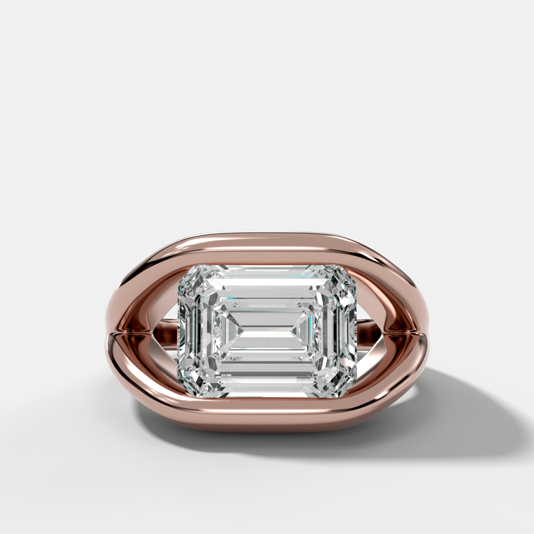 Iris Engagement Ring With East West Emerald Cut Diamond - GOODSTONE