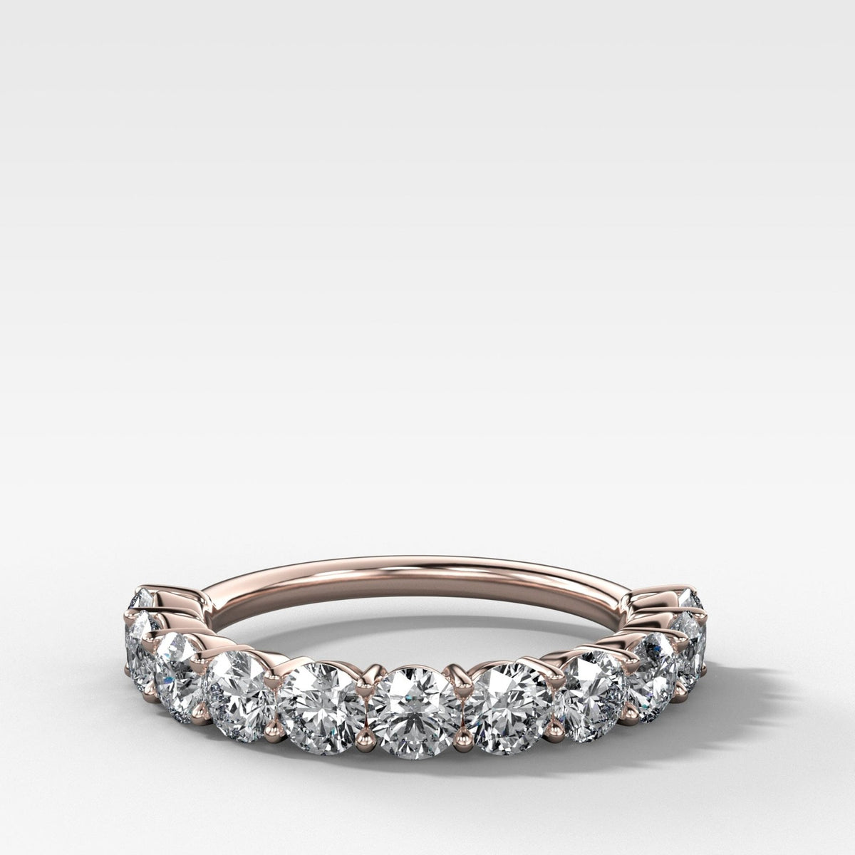 Jumbo Shared Prong Wedding Band With Round Diamonds - GOODSTONE