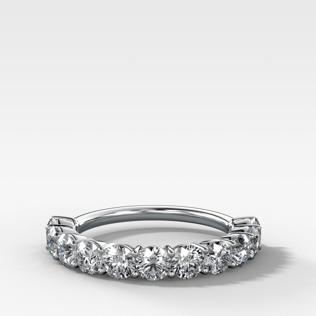 Jumbo Shared Prong Wedding Band With Round Diamonds - GOODSTONE