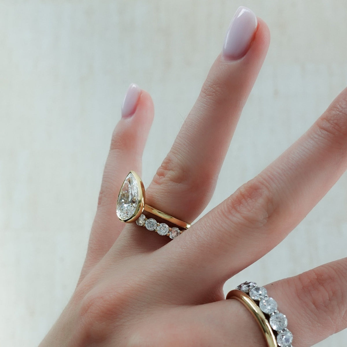 Jumbo Shared Prong Wedding Band With Round Diamonds - GOODSTONE