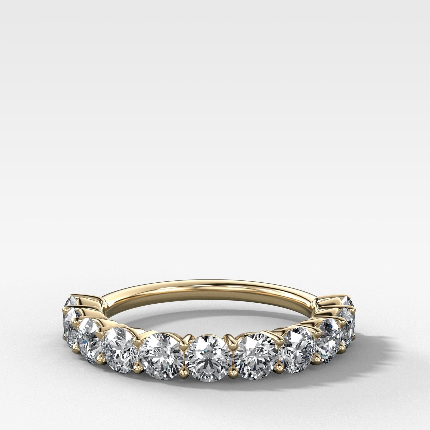Jumbo Shared Prong Wedding Band With Round Diamonds - GOODSTONE