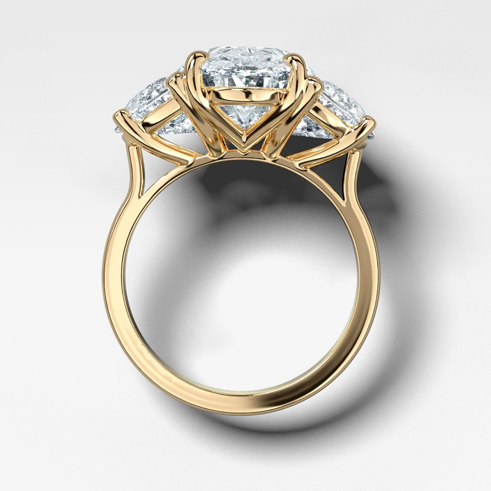 Jumbo Three Stone ring with Half Moon sides & an Oval Cut - GOODSTONE