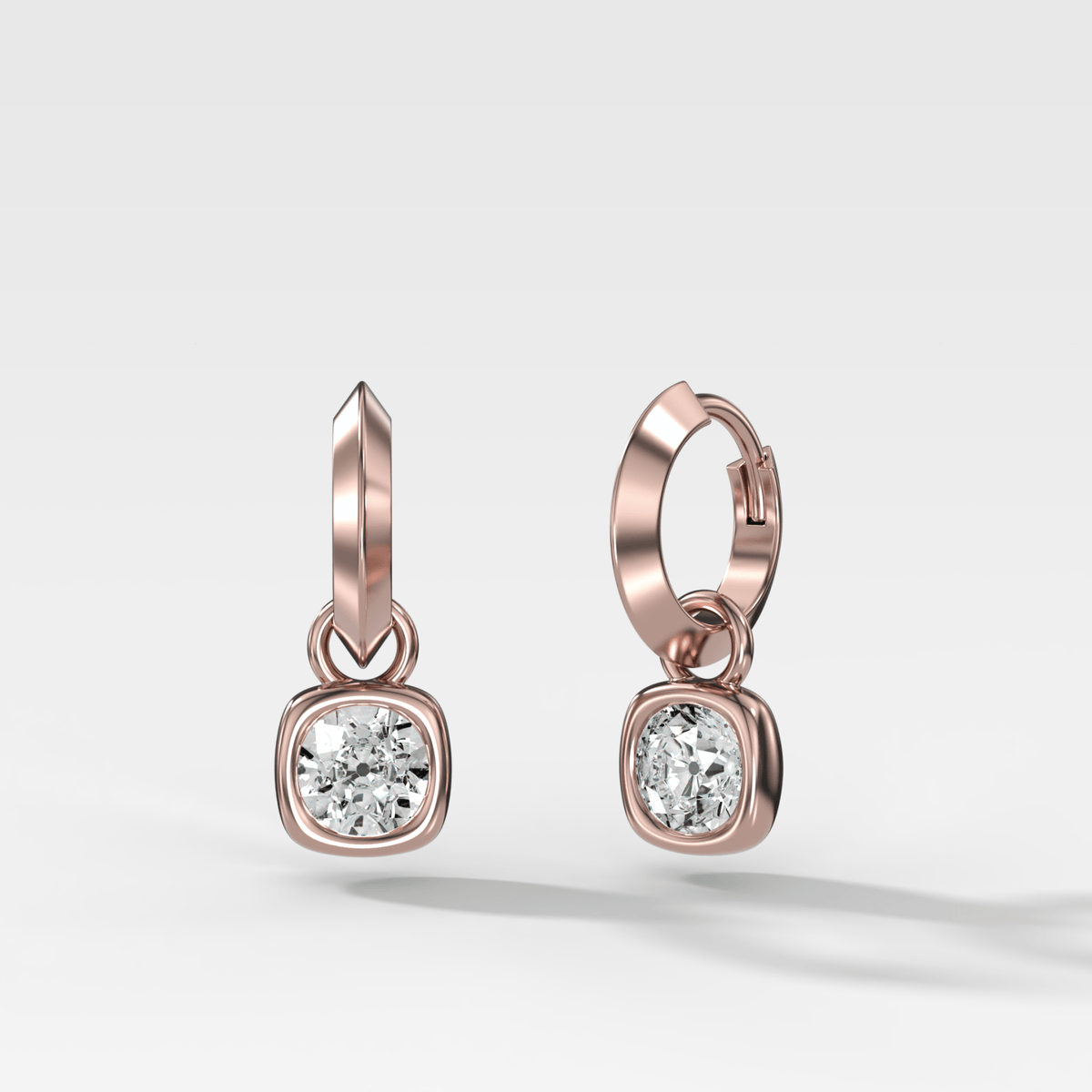 Knife Edge Drop Earrings with Old Euro Cut Diamond - GOODSTONE
