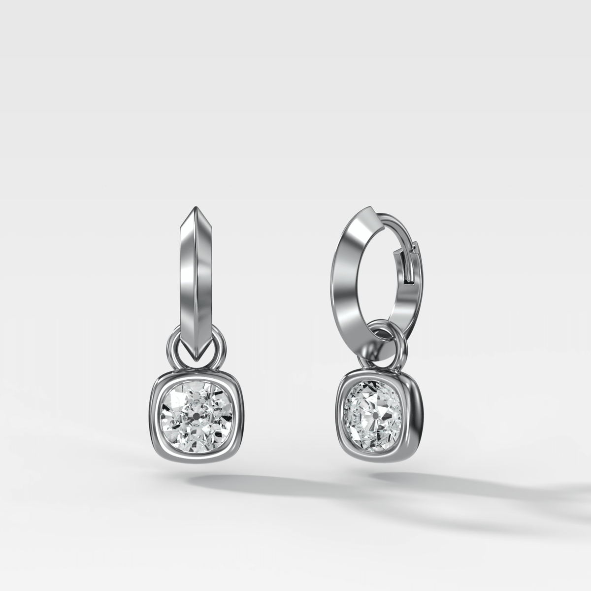 Knife Edge Drop Earrings with Old Euro Cut Diamond - GOODSTONE