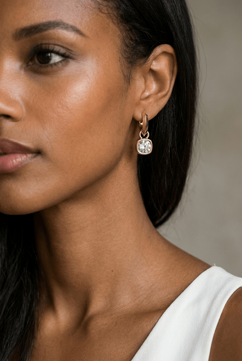 Knife Edge Drop Earrings with Old Euro Cut Diamond - GOODSTONE