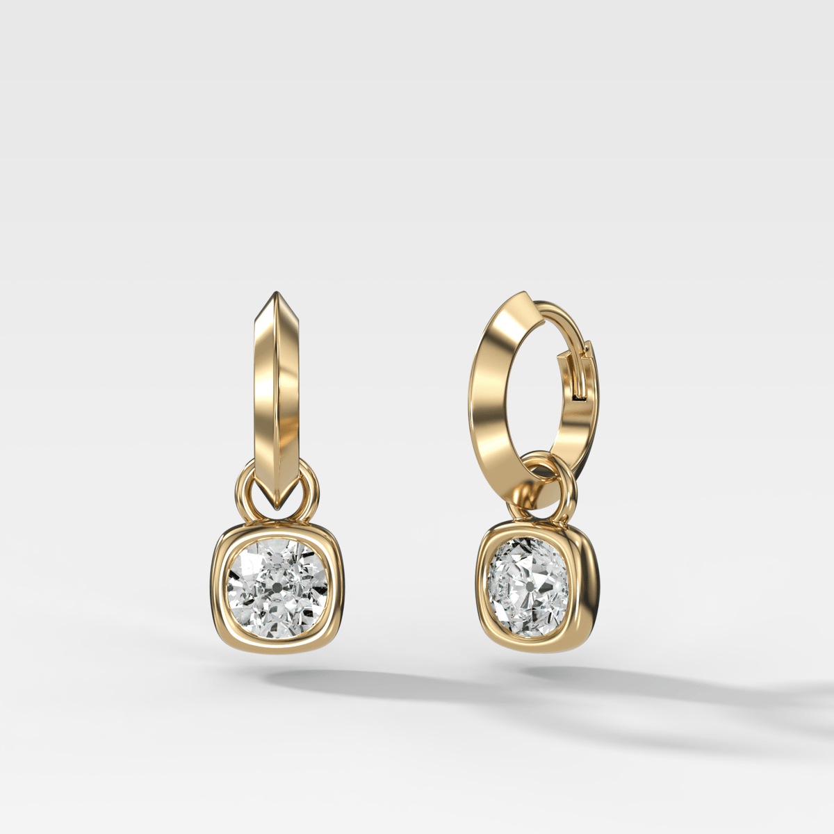 Knife Edge Drop Earrings with Old Euro Cut Diamond - GOODSTONE