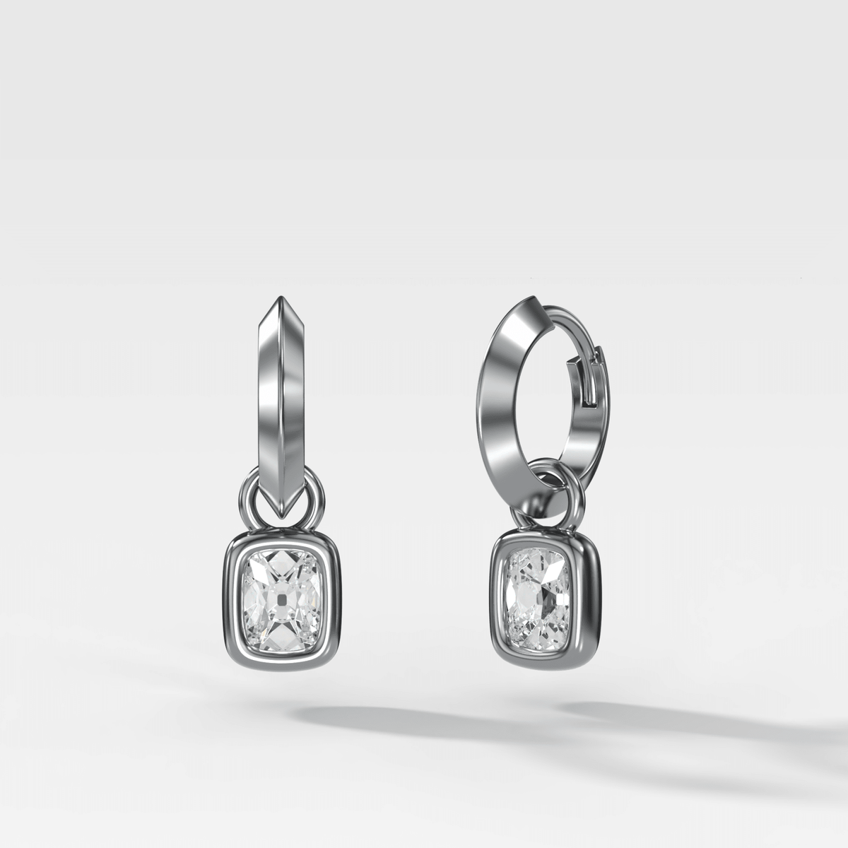 Knife Edge Drop Earrings with Old Mine Cut Diamond - GOODSTONE