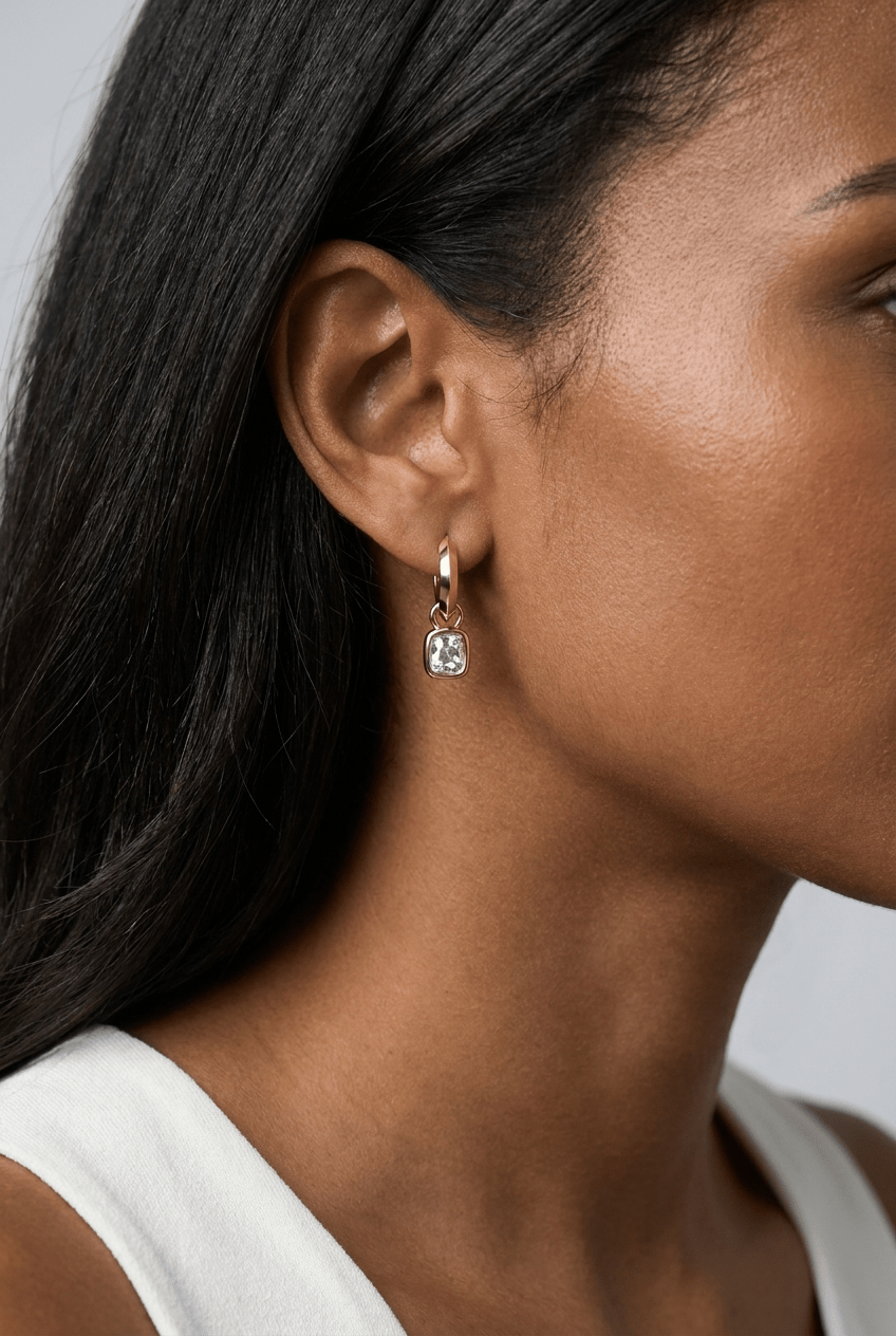 Knife Edge Drop Earrings with Old Mine Cut Diamond - GOODSTONE