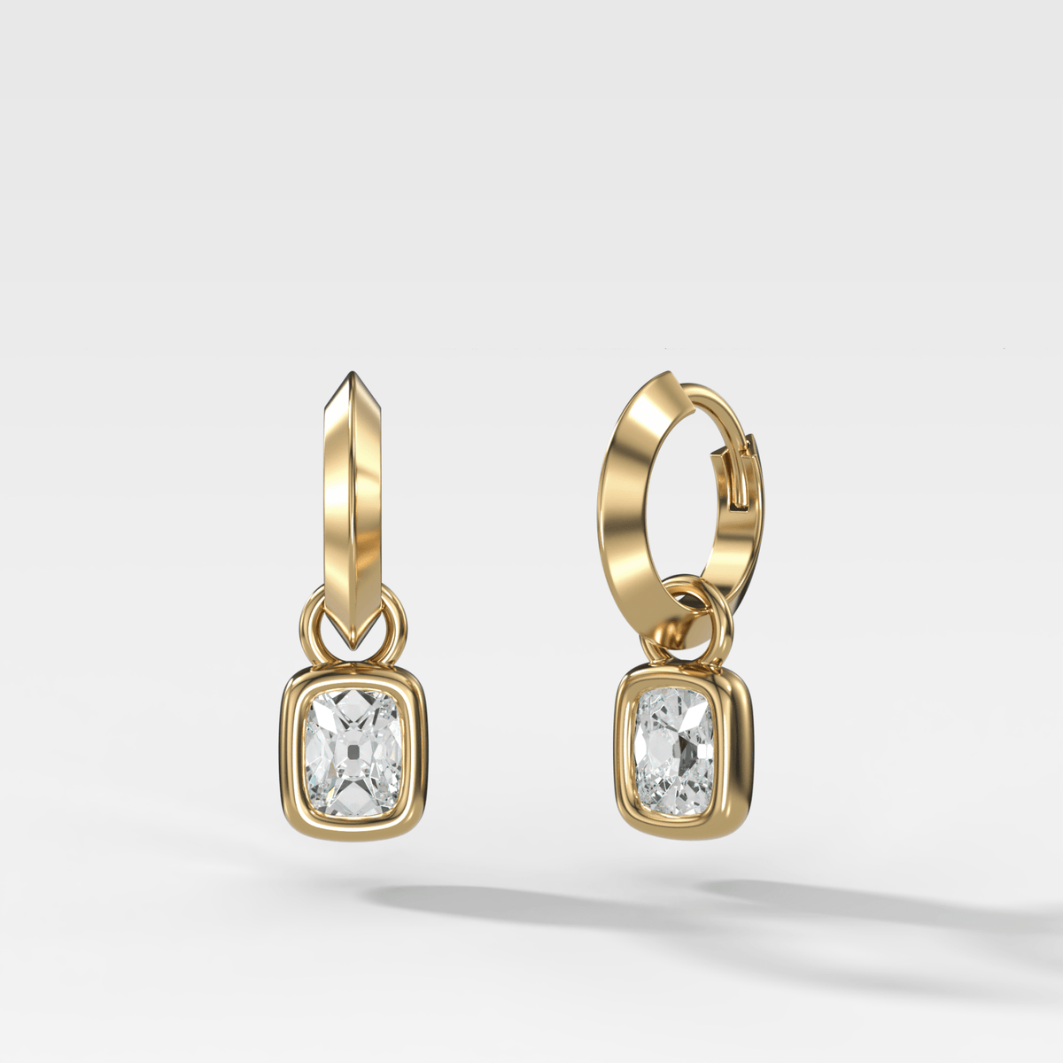 Knife Edge Drop Earrings with Old Mine Cut Diamond - GOODSTONE