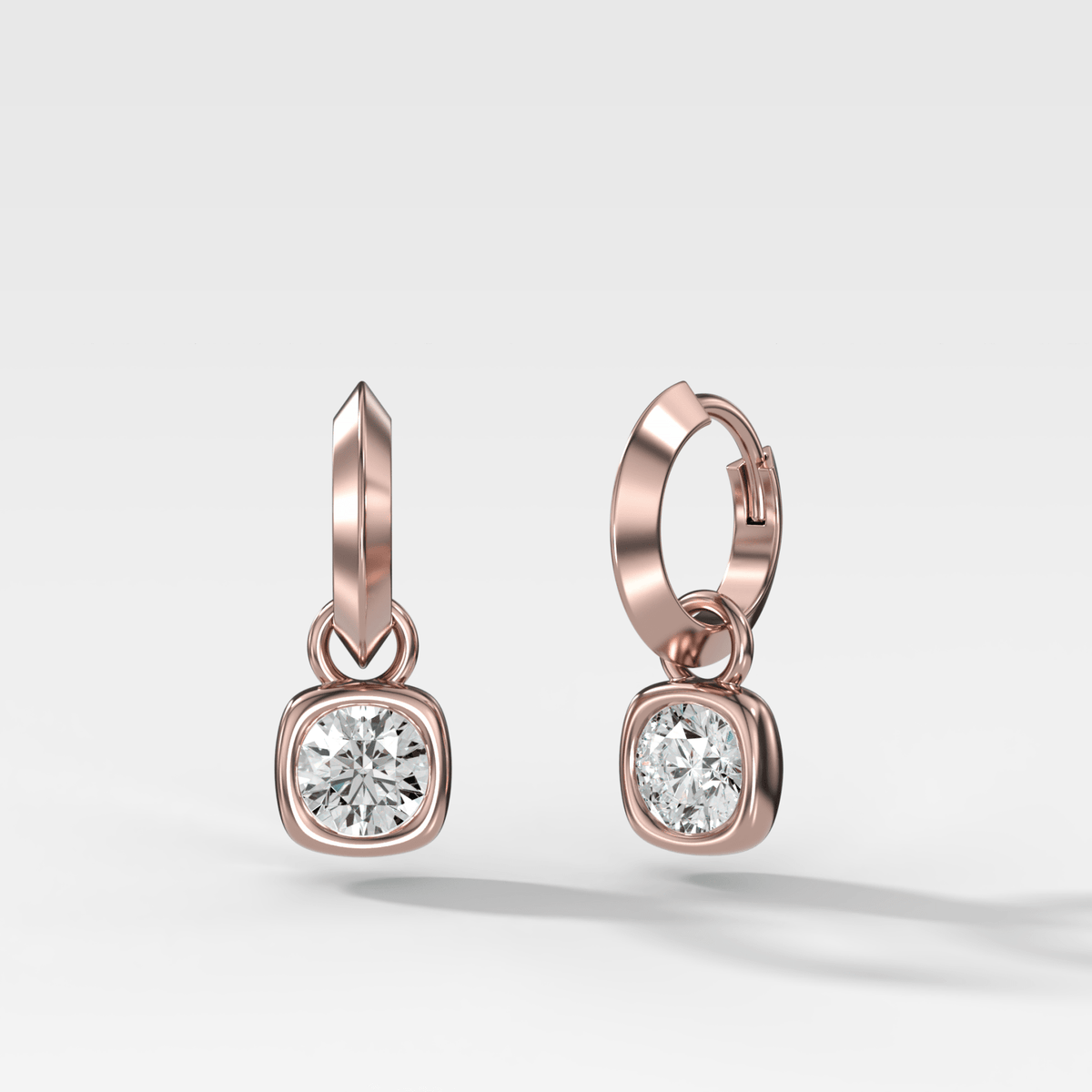 Knife Edge Drop Earrings with Round Cut Diamond - GOODSTONE