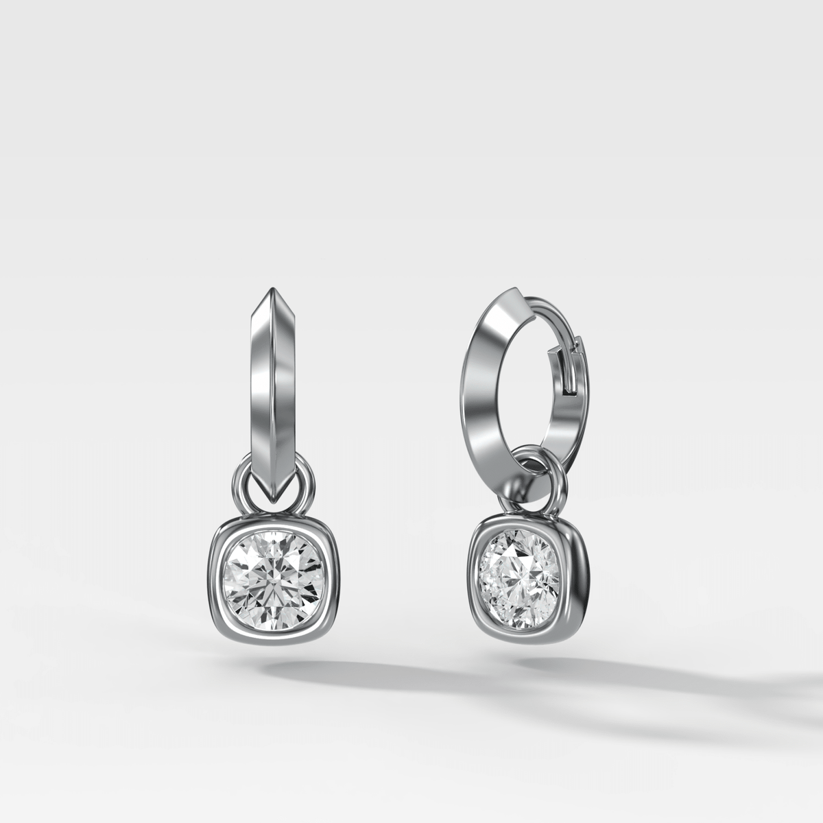 Knife Edge Drop Earrings with Round Cut Diamond - GOODSTONE
