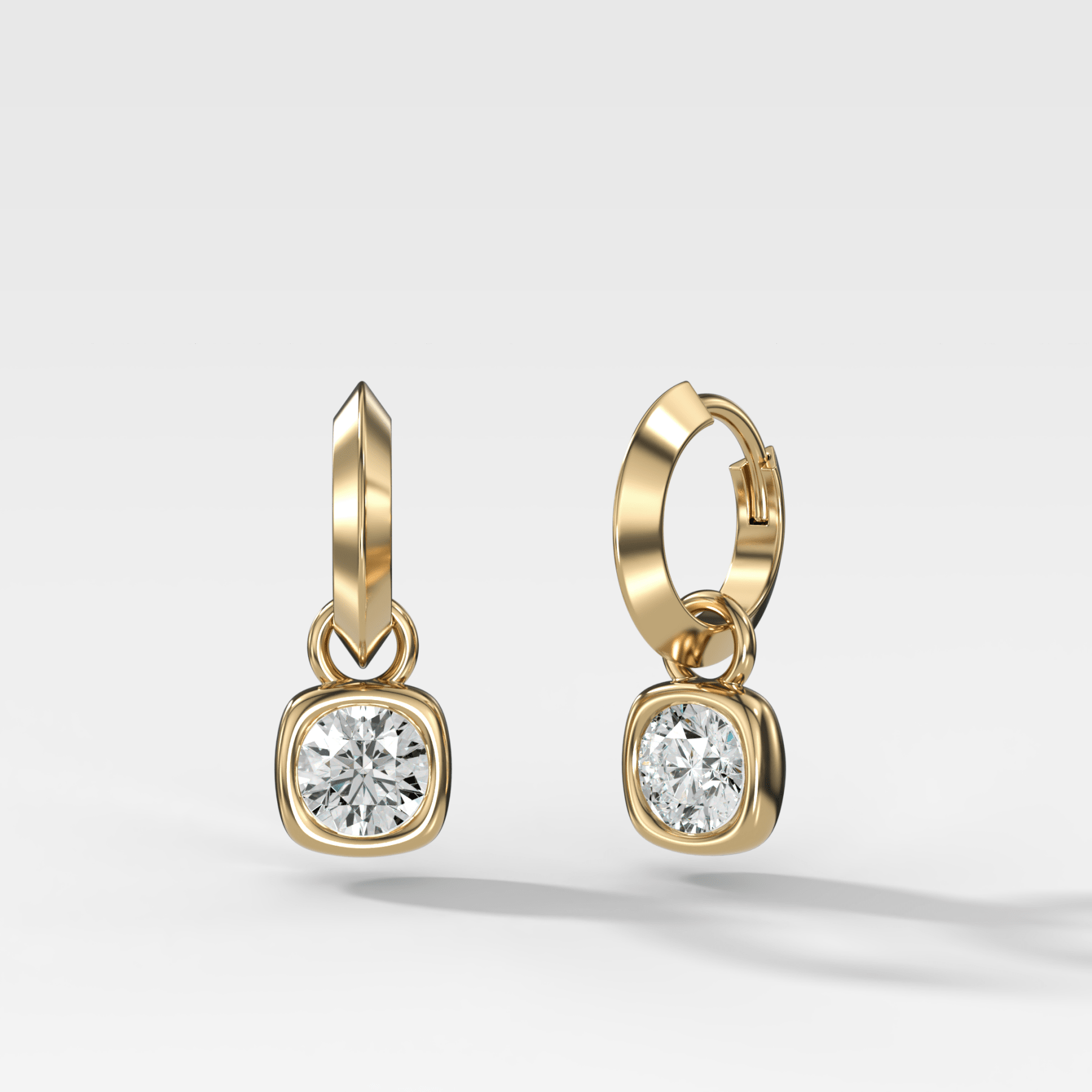 Knife Edge Drop Earrings with Round Cut Diamond - GOODSTONE