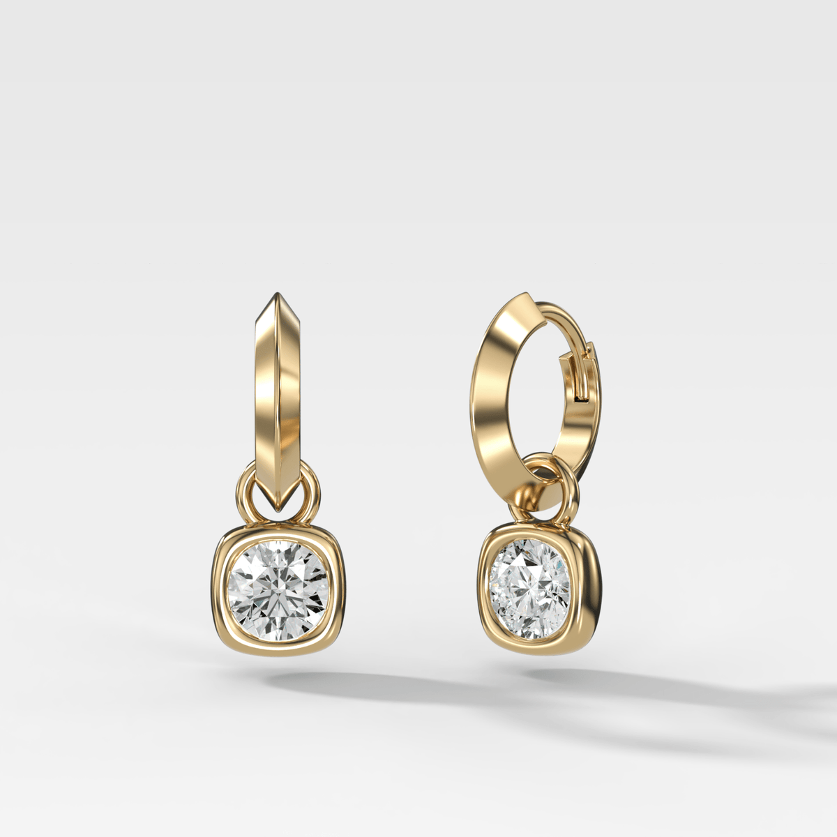 Knife Edge Drop Earrings with Round Cut Diamond - GOODSTONE