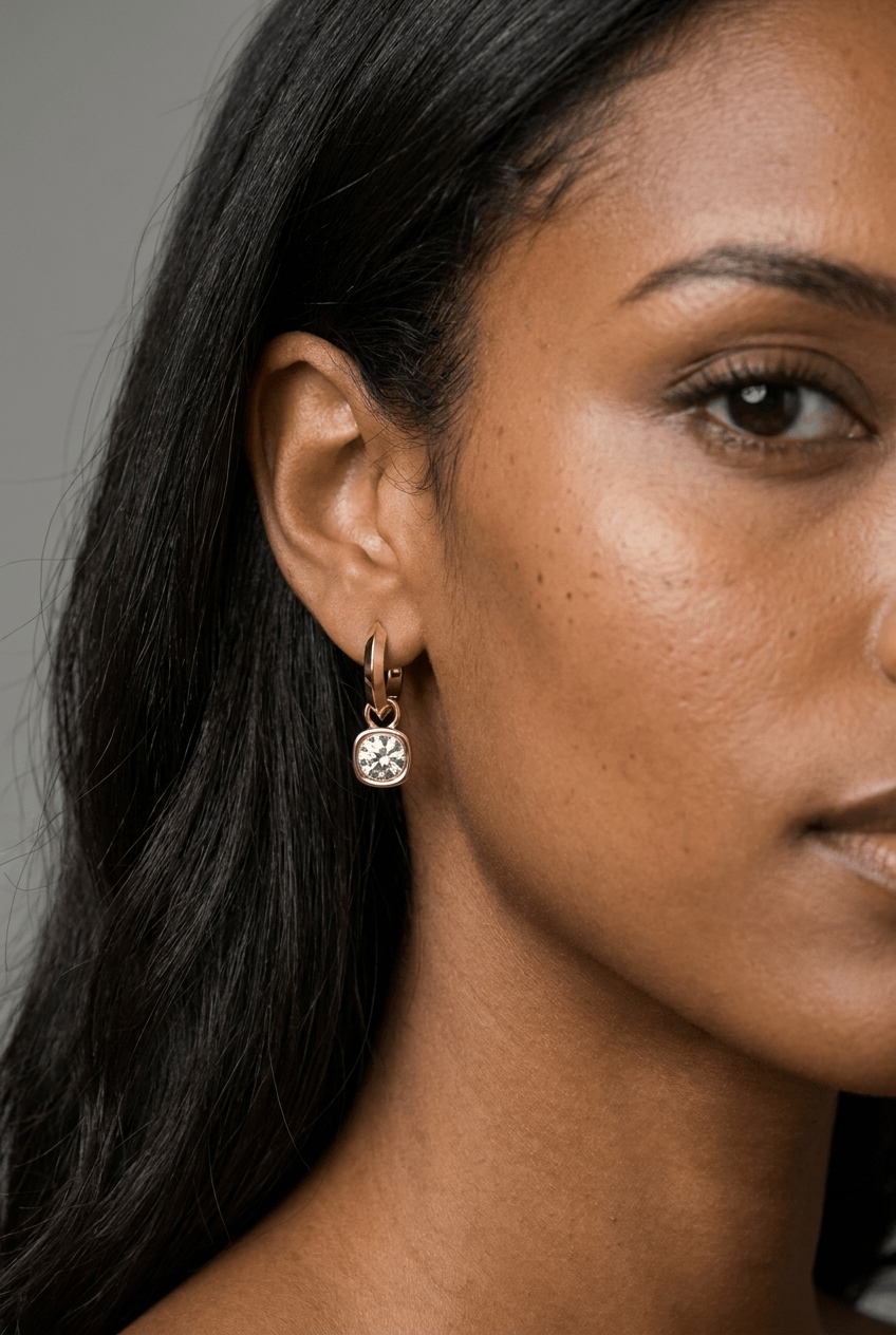 Knife Edge Drop Earrings with Round Cut Diamond - GOODSTONE