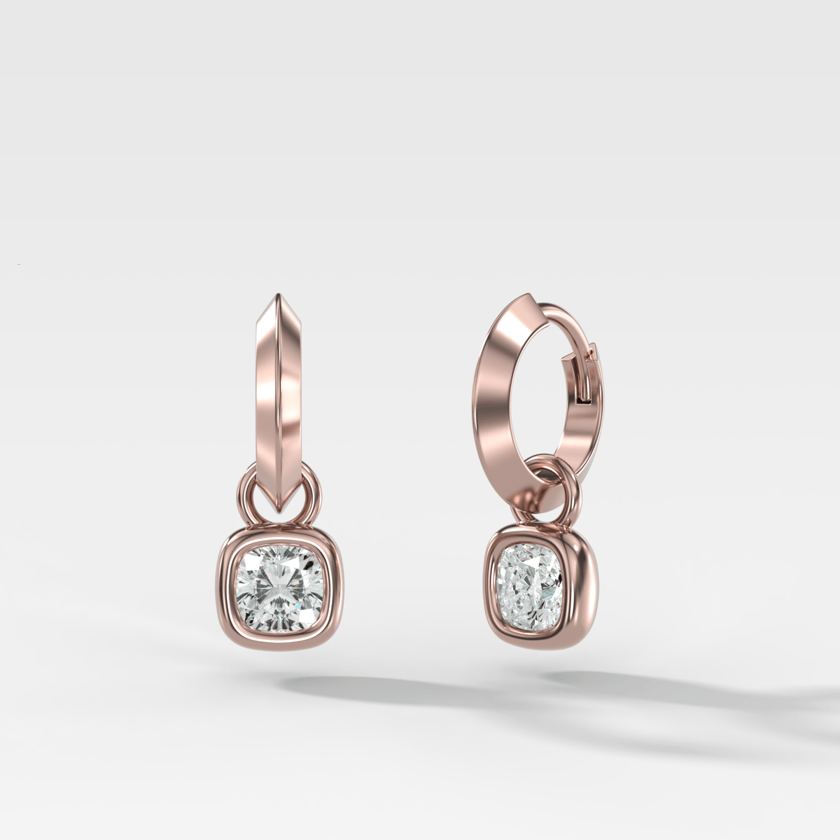Knife Edge Drop Earrings with Square Cushion Cut Diamond - GOODSTONE