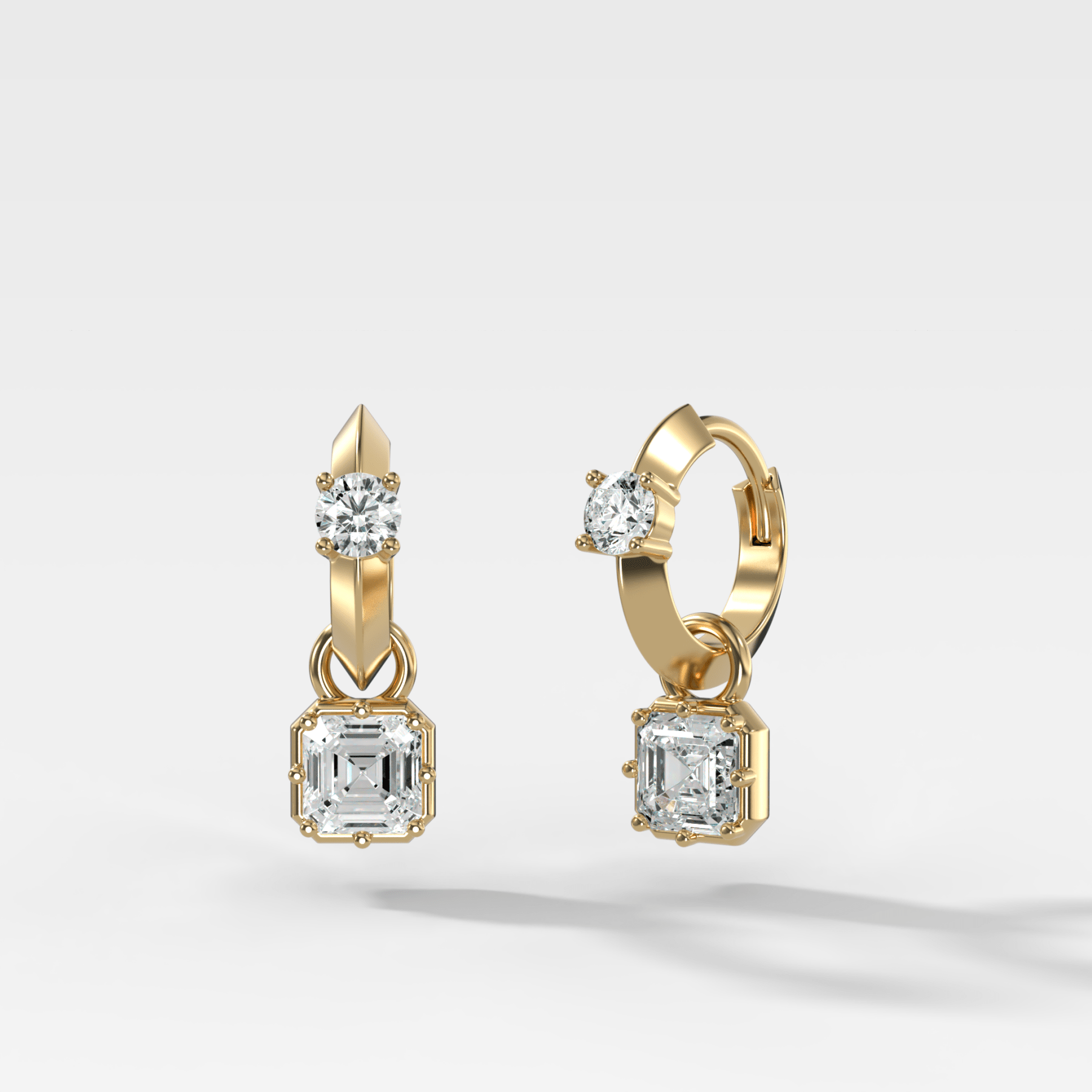 Knife Edge Huggies with Asscher Cut Diamonds - GOODSTONE