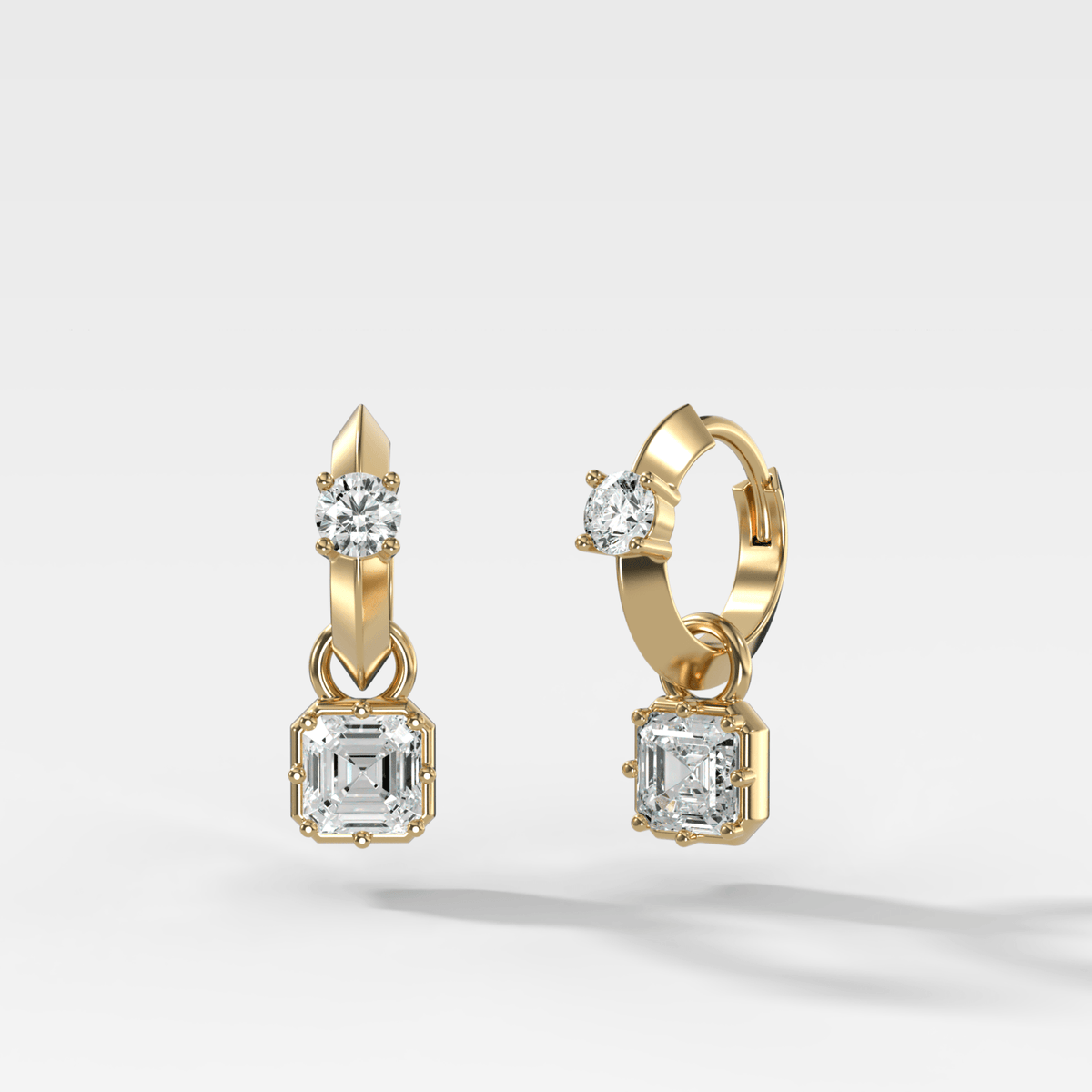 Knife Edge Huggies with Asscher Cut Diamonds - GOODSTONE