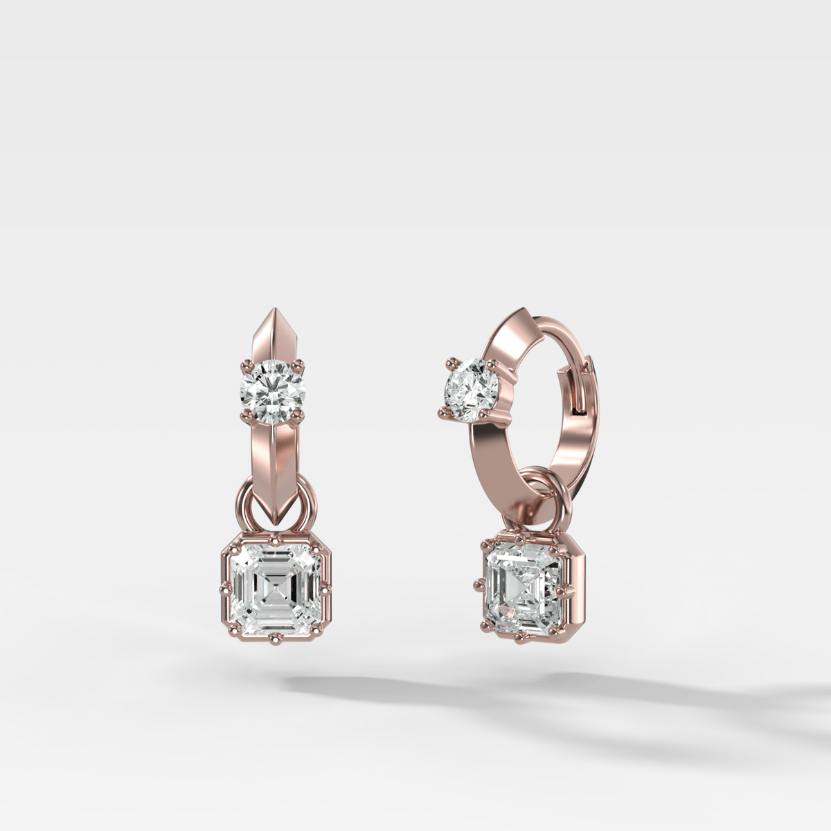 Knife Edge Huggies with Asscher Cut Diamonds - GOODSTONE