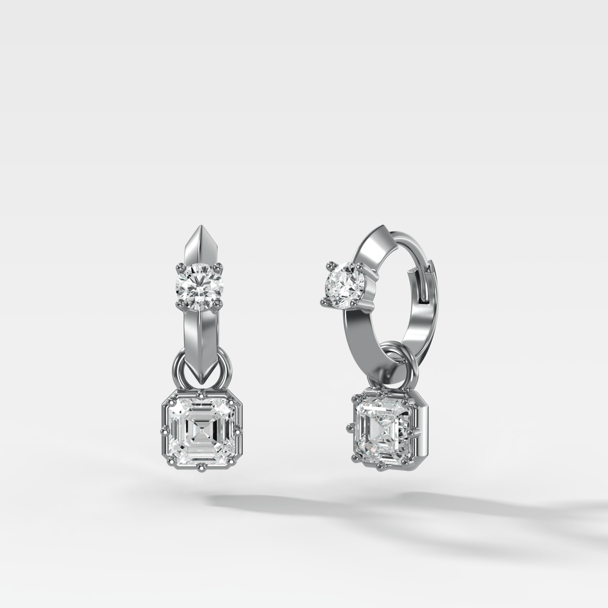 Knife Edge Huggies with Asscher Cut Diamonds - GOODSTONE
