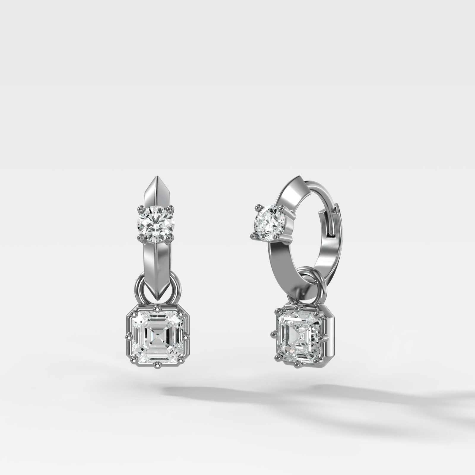 Knife Edge Huggies with Asscher Cut Diamonds - GOODSTONE