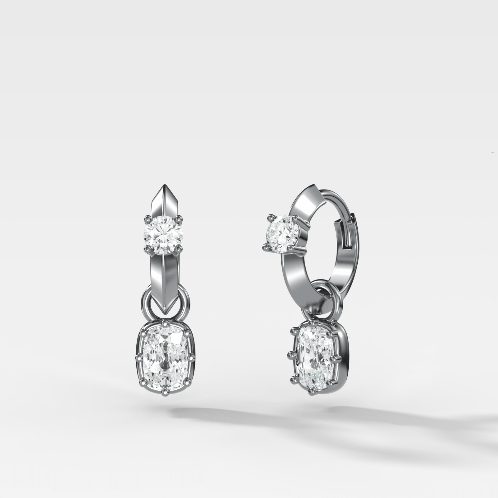Knife Edge Huggies with Cushion Cut Diamonds - GOODSTONE