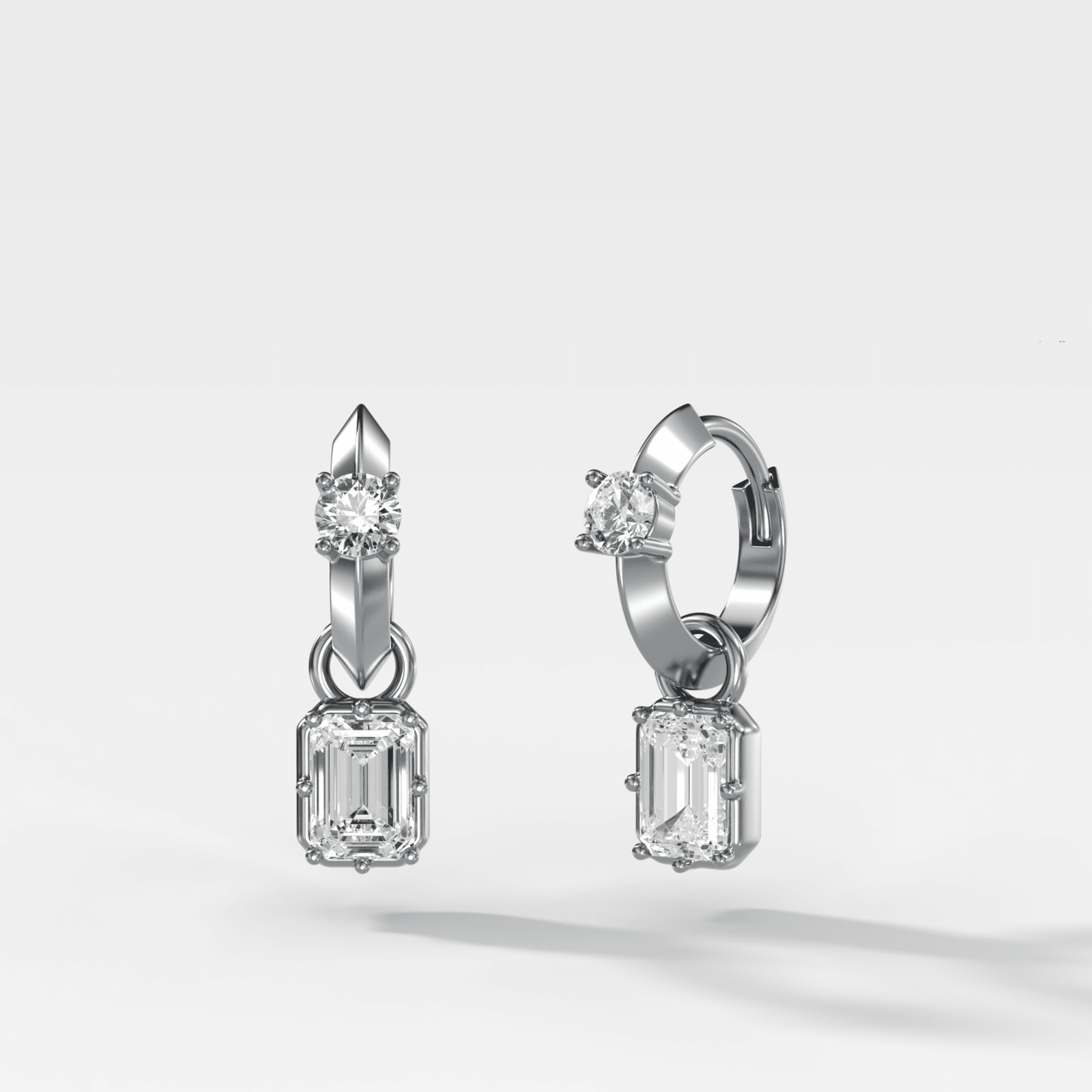 Knife Edge Huggies with Emerald Cut Diamonds - GOODSTONE