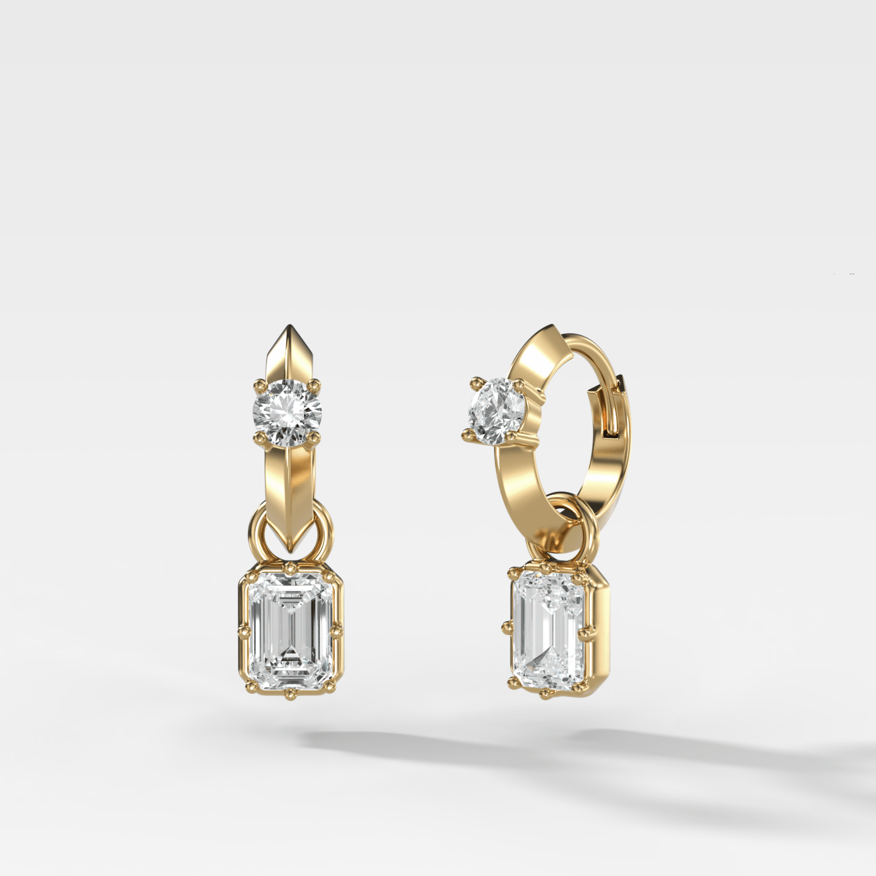 Knife Edge Huggies with Emerald Cut Diamonds - GOODSTONE