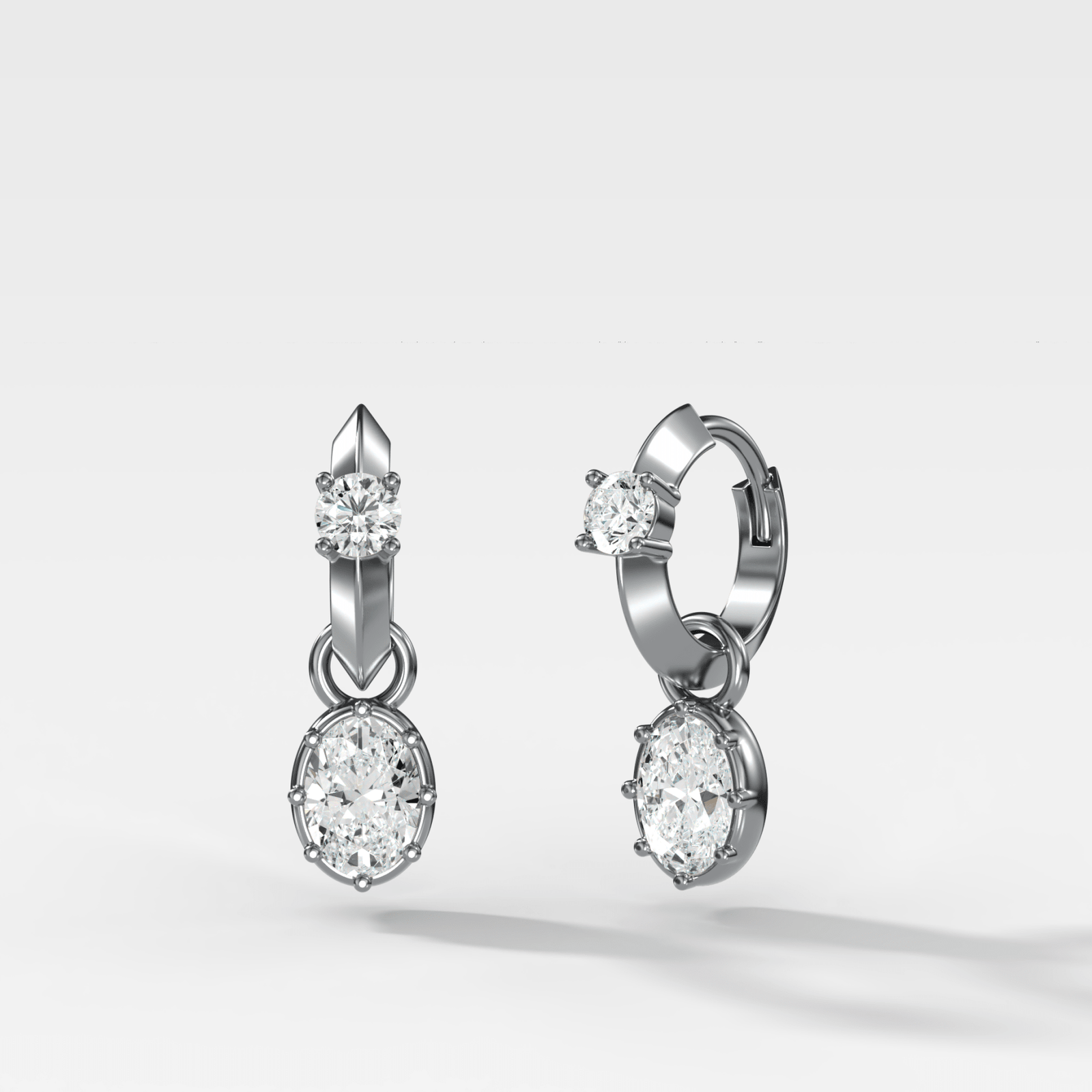 Knife Edge Huggies with Oval Cut Diamond - GOODSTONE
