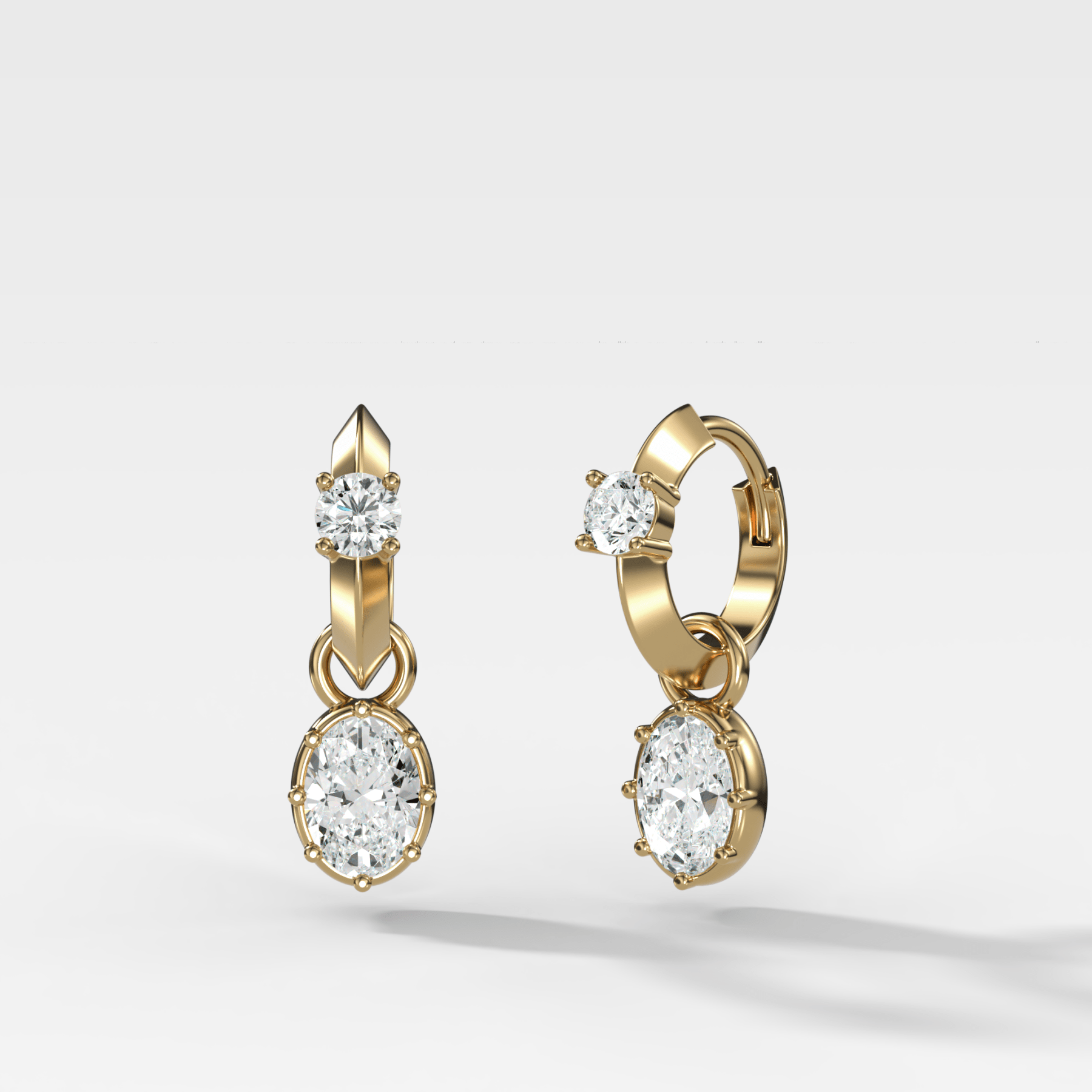 Knife Edge Huggies with Oval Cut Diamond - GOODSTONE
