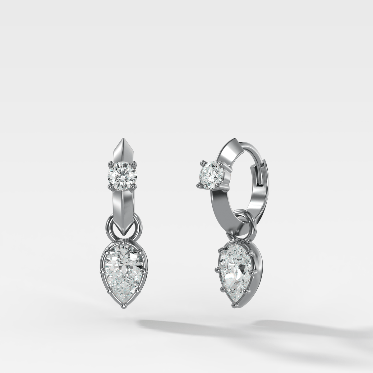 Knife Edge Huggies with Pear Cut Diamonds - GOODSTONE