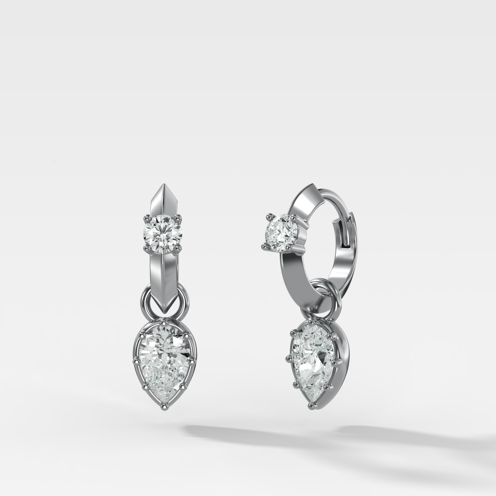 Knife Edge Huggies with Pear Cut Diamonds - GOODSTONE