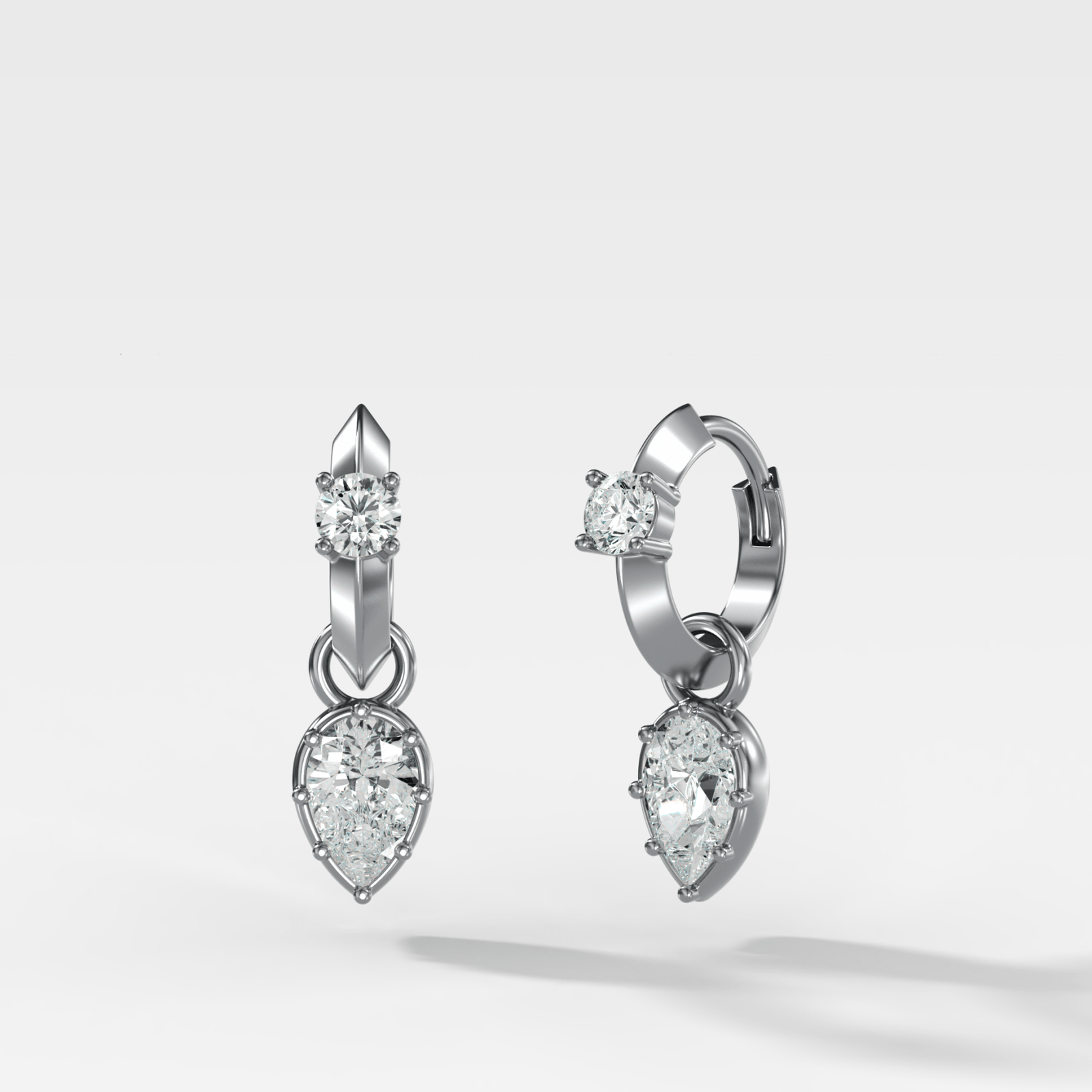 Knife Edge Huggies with Pear Cut Diamonds - GOODSTONE