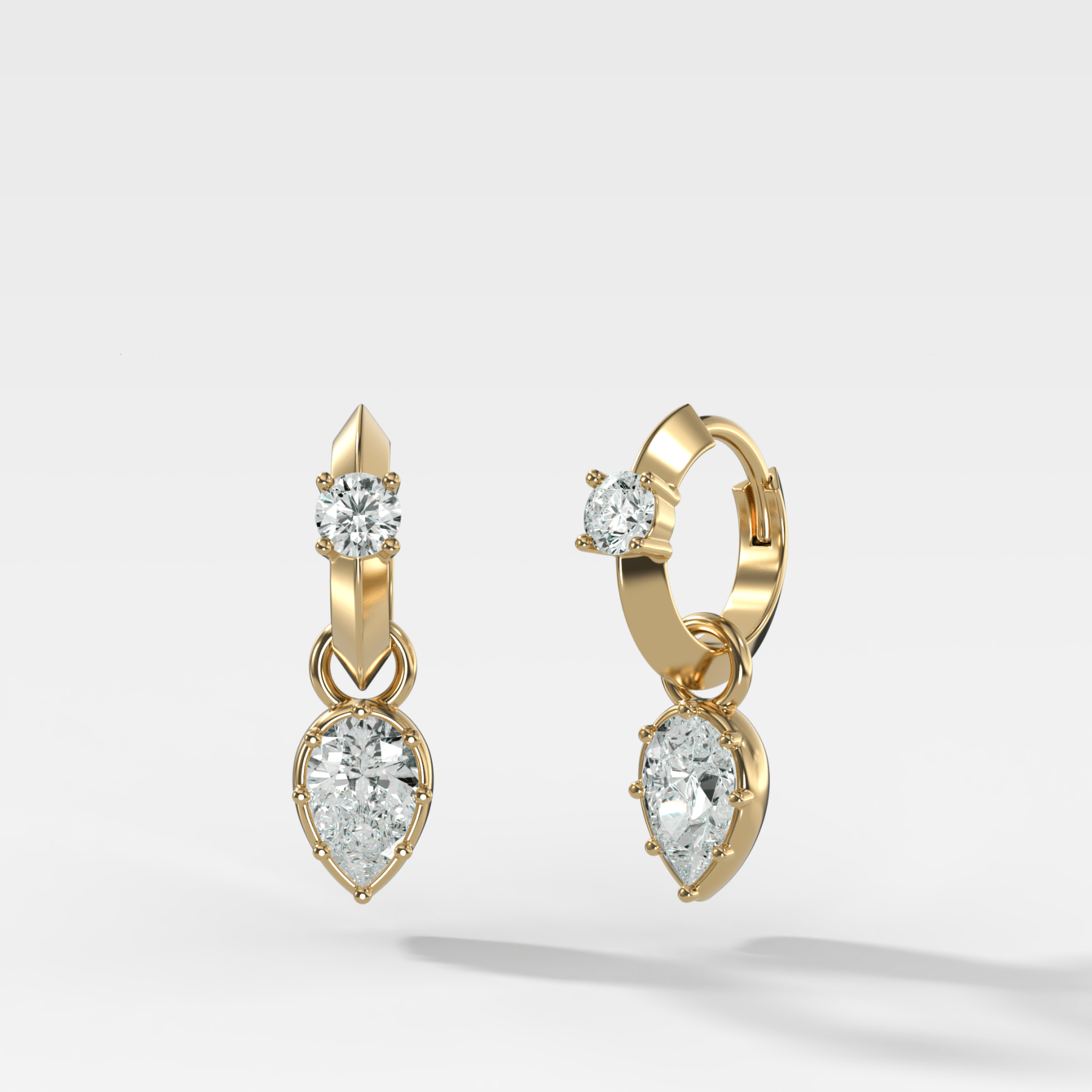 Knife Edge Huggies with Pear Cut Diamonds - GOODSTONE