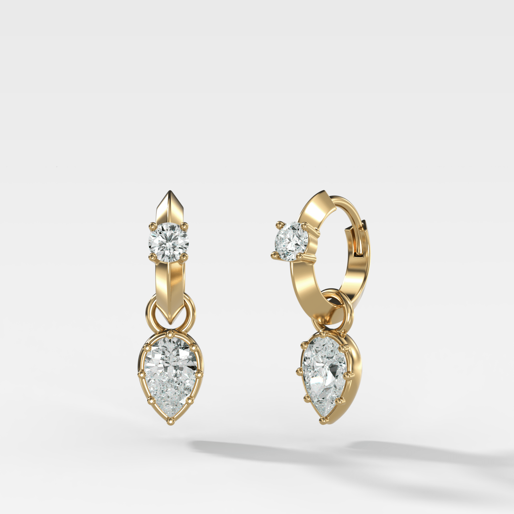 Knife Edge Huggies with Pear Cut Diamonds - GOODSTONE
