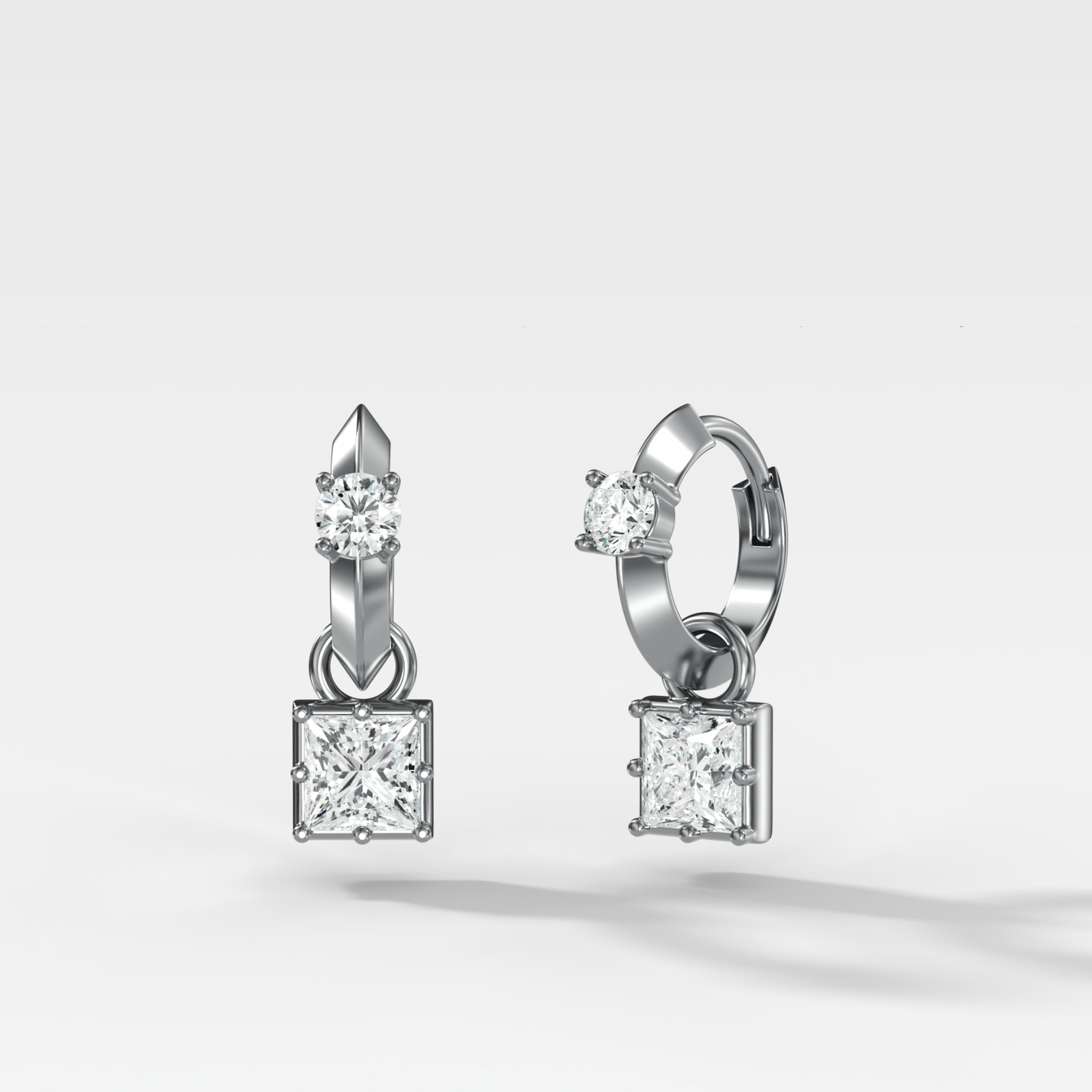 Knife Edge Huggies with Princess Cut Diamonds - GOODSTONE