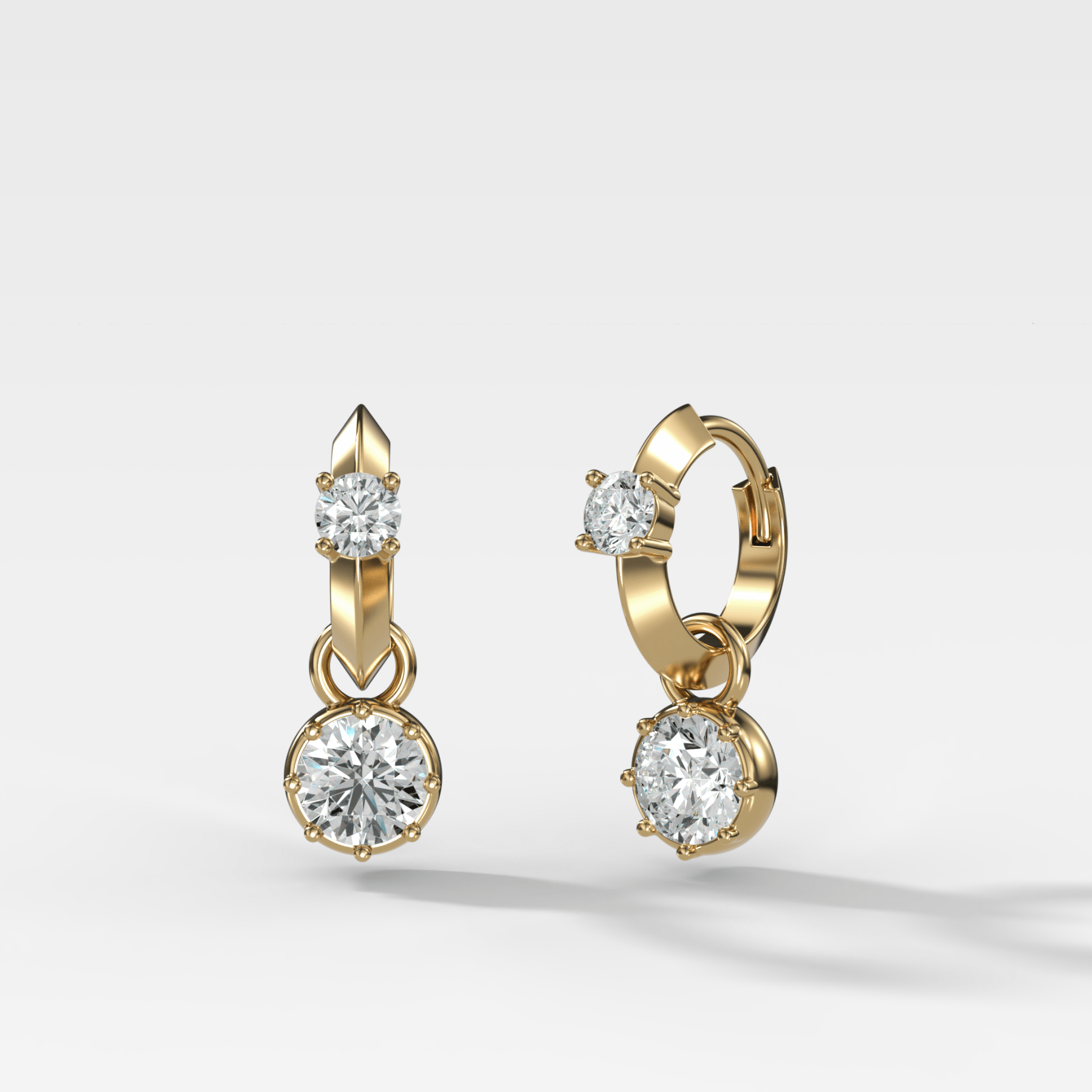 Knife Edge Huggies with Round Cut Diamond - GOODSTONE